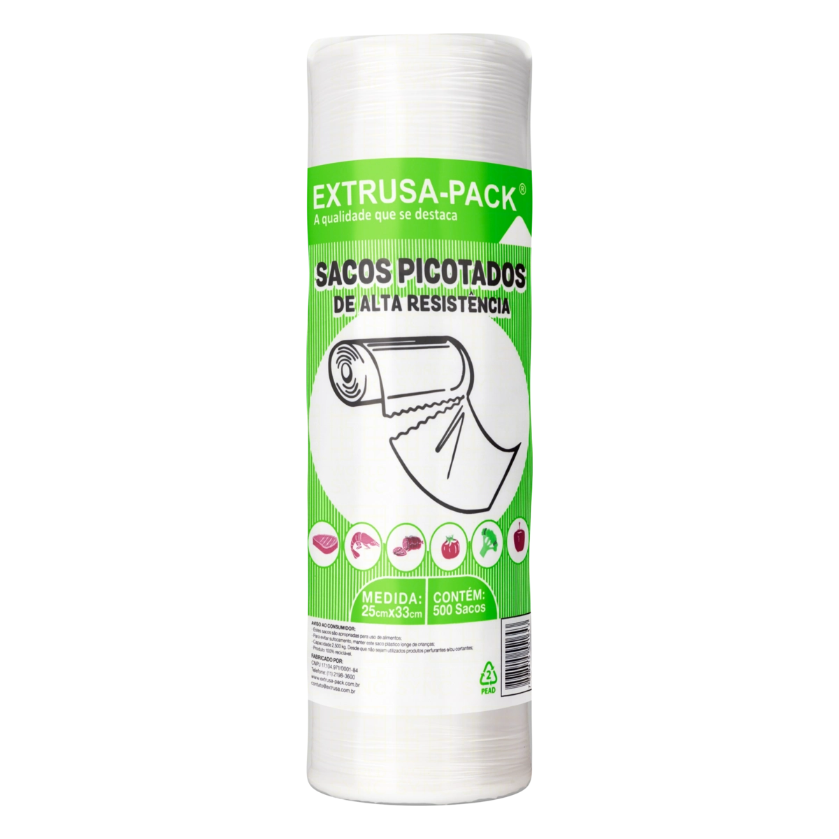 Saco Picotado Para Alimentos 2,5kg Extrusa Pack 25cm X 33cm 500 Unidades