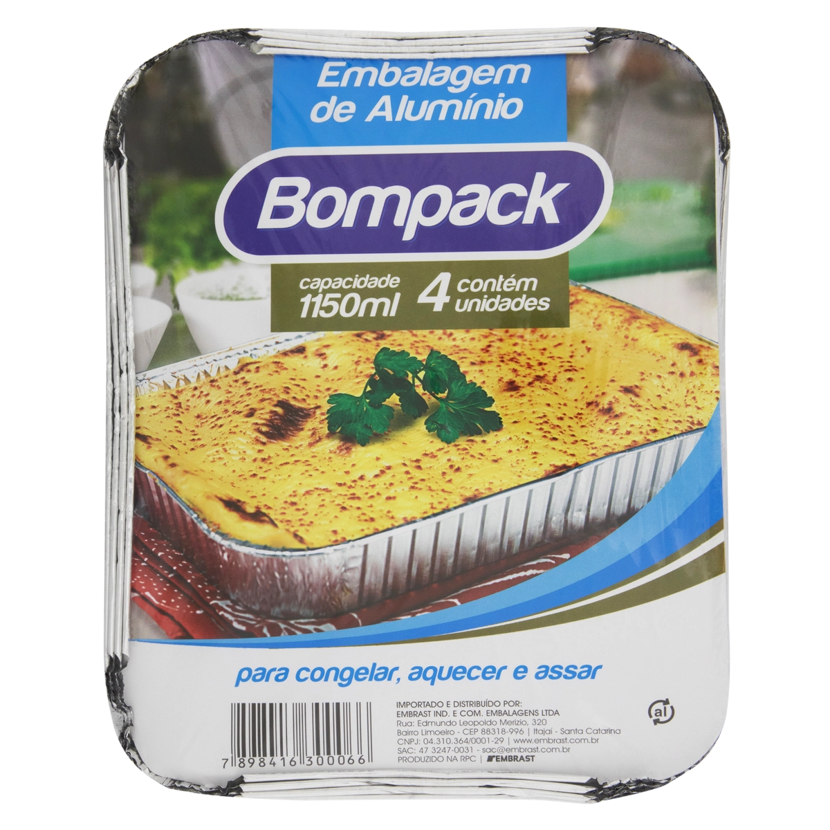 Embalagem De Alumínio Descartável 1150ml Bompack 4 Unidades