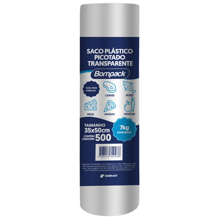 Saco Plast Picotado 35x43cm 7kg C.500 Bompack