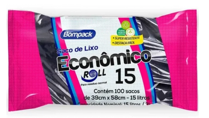 Saco Para Lixo Bompack Forte 15litros Pc 20 Un
