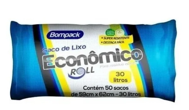 Saco Lixo Bompack Forte Reforc Preto 30l 10un