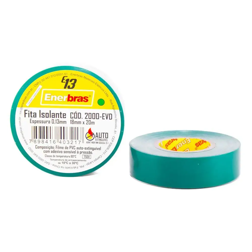 Fita Isol Color Enerbras 18mm X 20m Vd Esp 0,1
