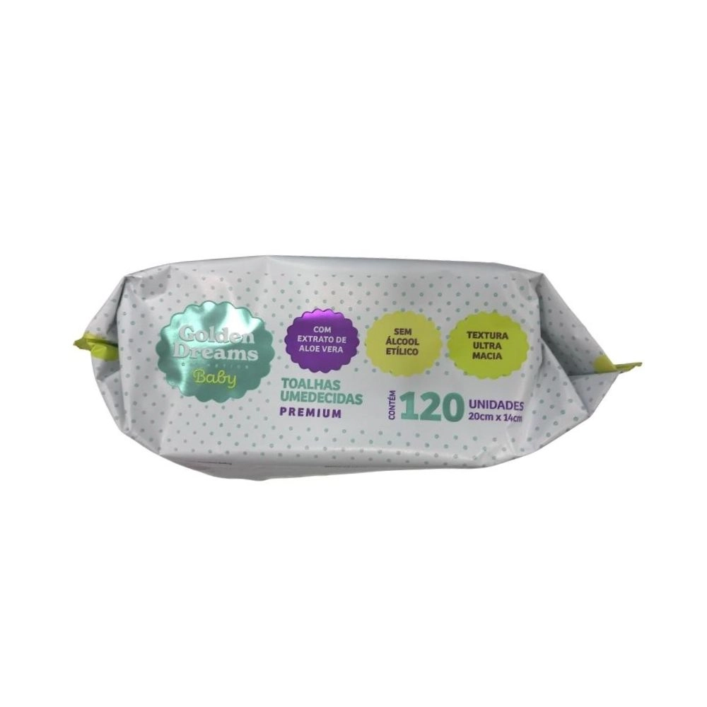 Toalhas Umedecidas Golden Dreams Premium 120un