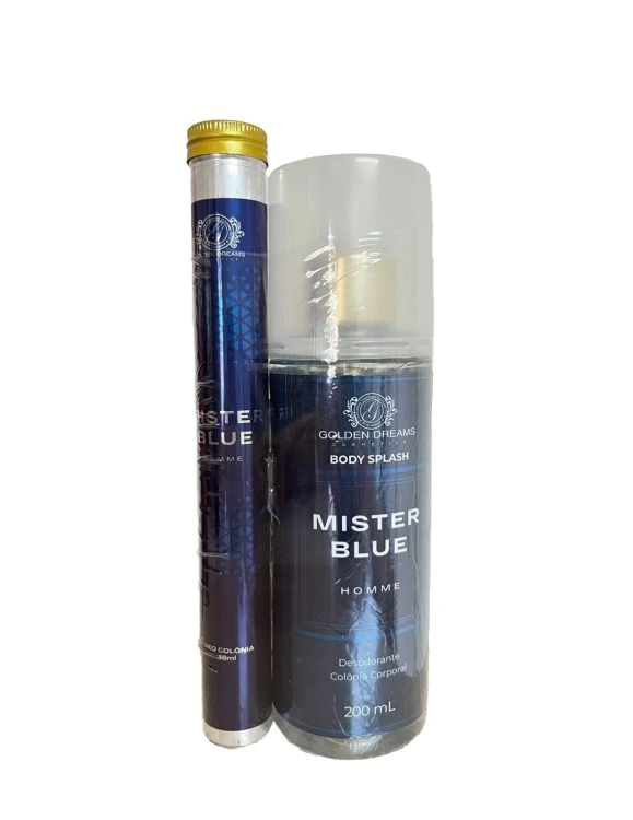 Kit Golden Dreams Colonia 35ml Body Splash 200ml Mister Blue 1un