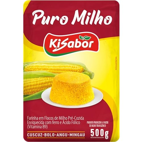 Farinha De Milho Flocos Kisabor Puro Milho Pacote 500g