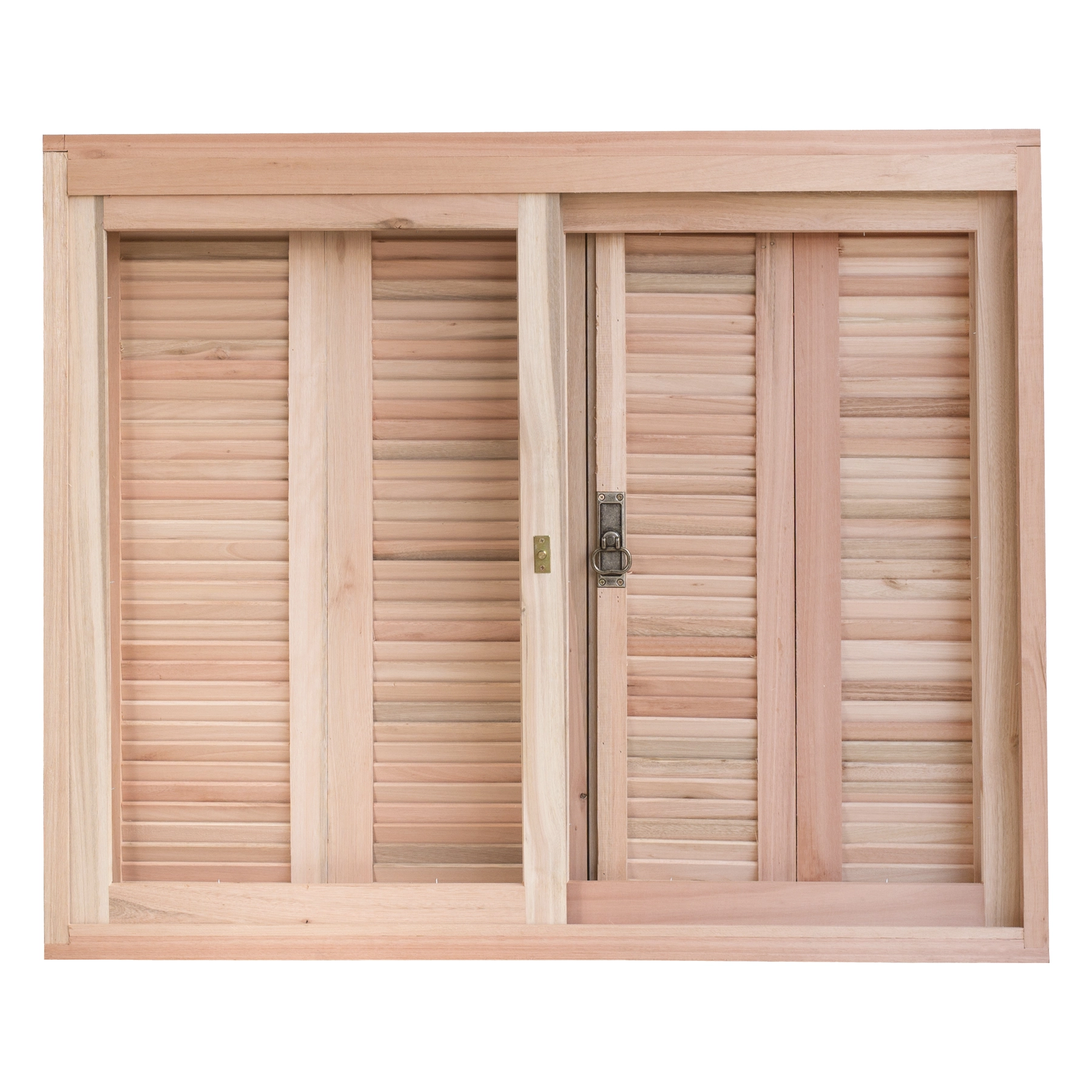 Janela de Madeira Veneziana 6 Folhas 100x100cm Rondosul Natural