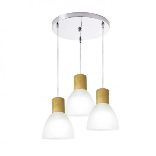 Pendente Para 3 Lâmpadas Cúpula Vidro Liso Anello Startec Branco