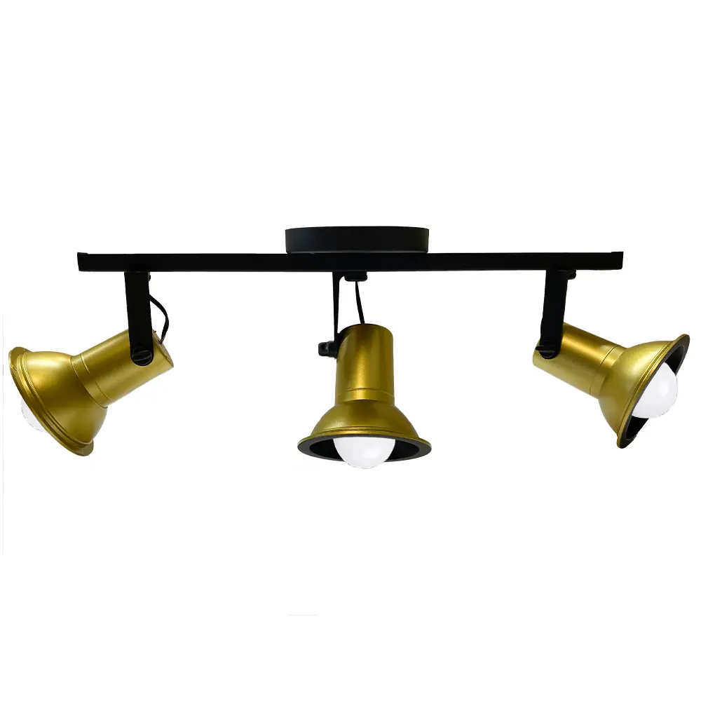 Spot Sobrepor Trilho Direcionável Octa Cupps 03 Lâmpadas E27 Bivolt Design Moderno Quarto/sala Dourado 110v/220v