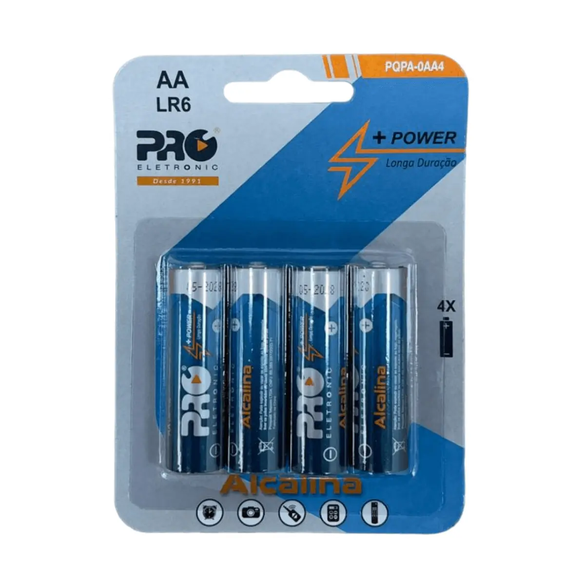 Pilha Alcalina Aa (lr6) Blister Com 4 Unidades Proeletronic