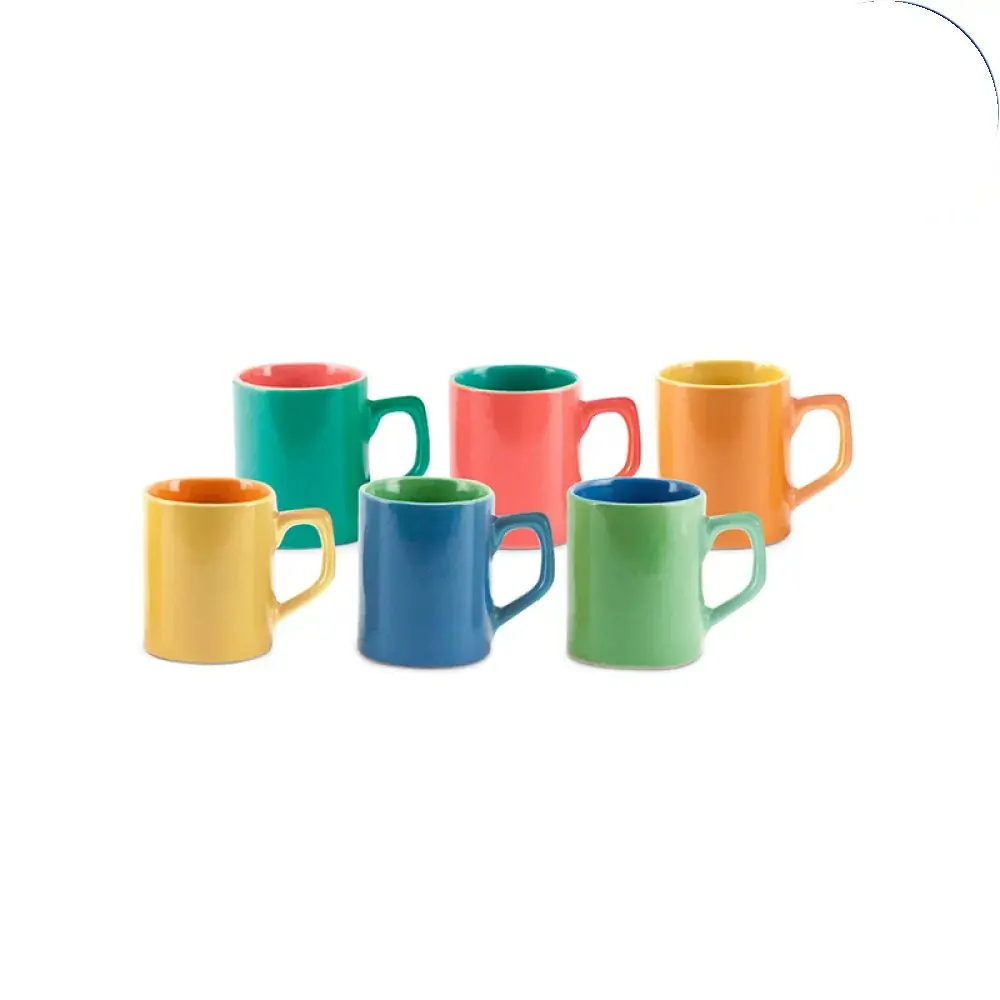 Mini Canecas Cerâmica Bicolor Jogo 6 Peças 80ml - CR501