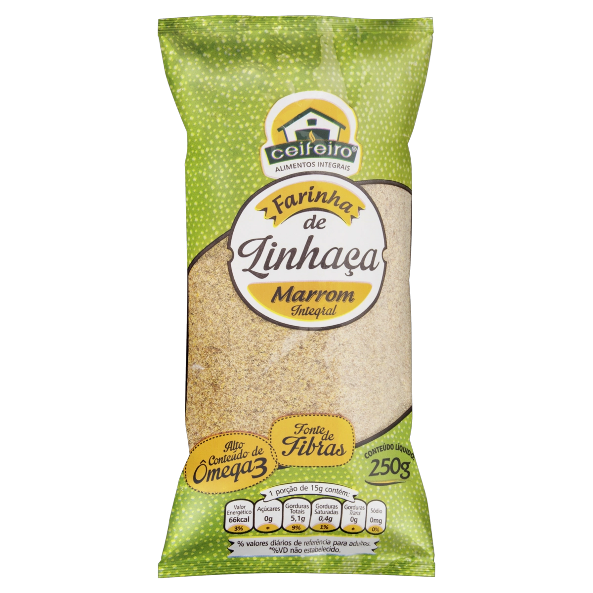 Farinha De Linhaça Marrom Integral Ceifeiro Pacote 250g