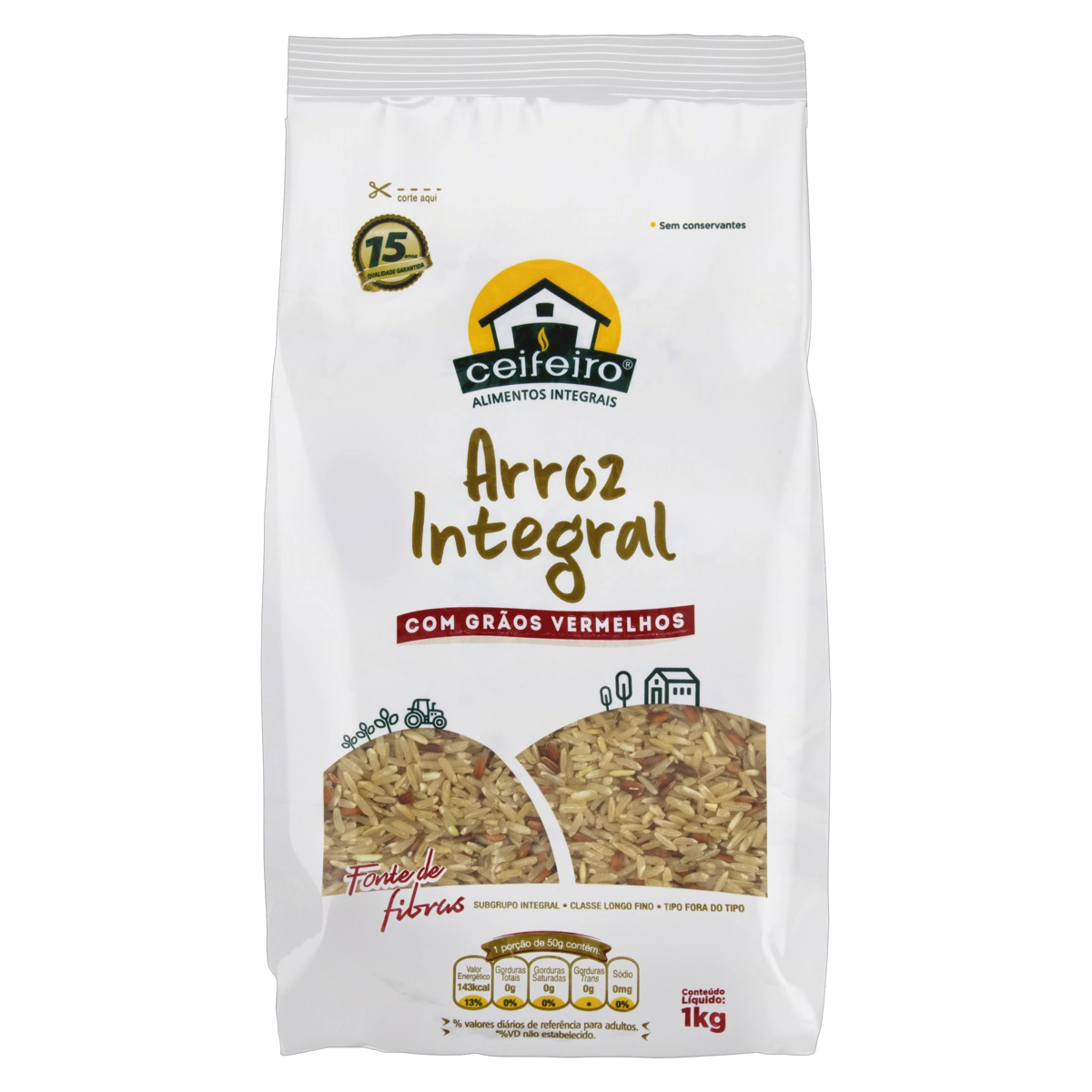 Arroz Integral Com Grãos Vermelhos Ceifeiro Pacote 1kg