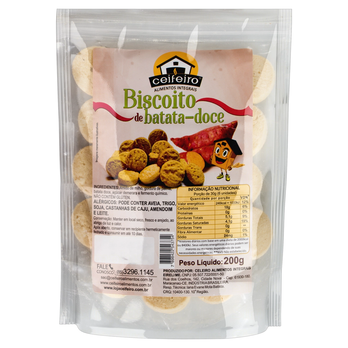 Biscoito Batata Doce Ceifeiro Sachê 200g