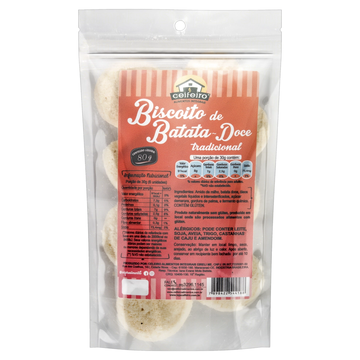 Biscoito Batata Doce Tradicional Ceifeiro Sachê 80g
