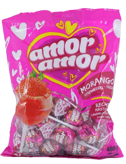 Pirulito Amor Amor Morango 480g