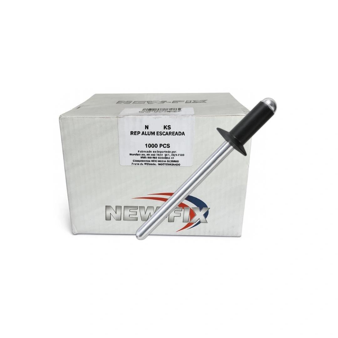 Rebite Repuxo Escareada 312 Ks 3,2x12 Aluminio Preto Cx C/1000 Pcs New-fix 2032701