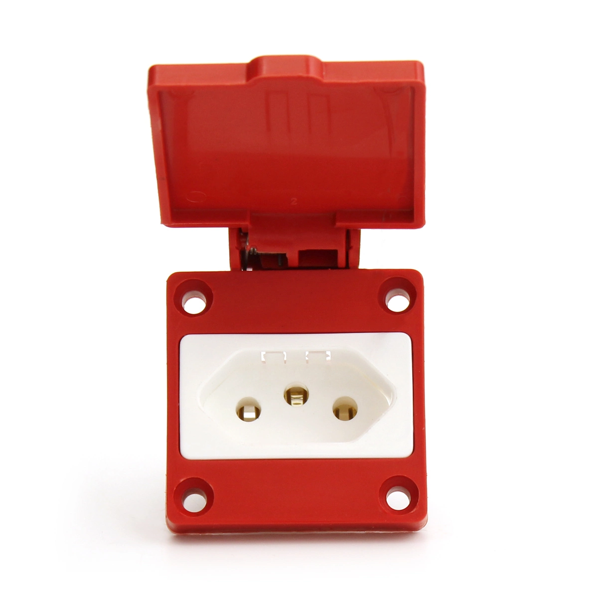 Tomada De Embutir Com Tampa Padrão Brasileiro 20a 2p + T Ip44 Vermelho 172/vo Strahl