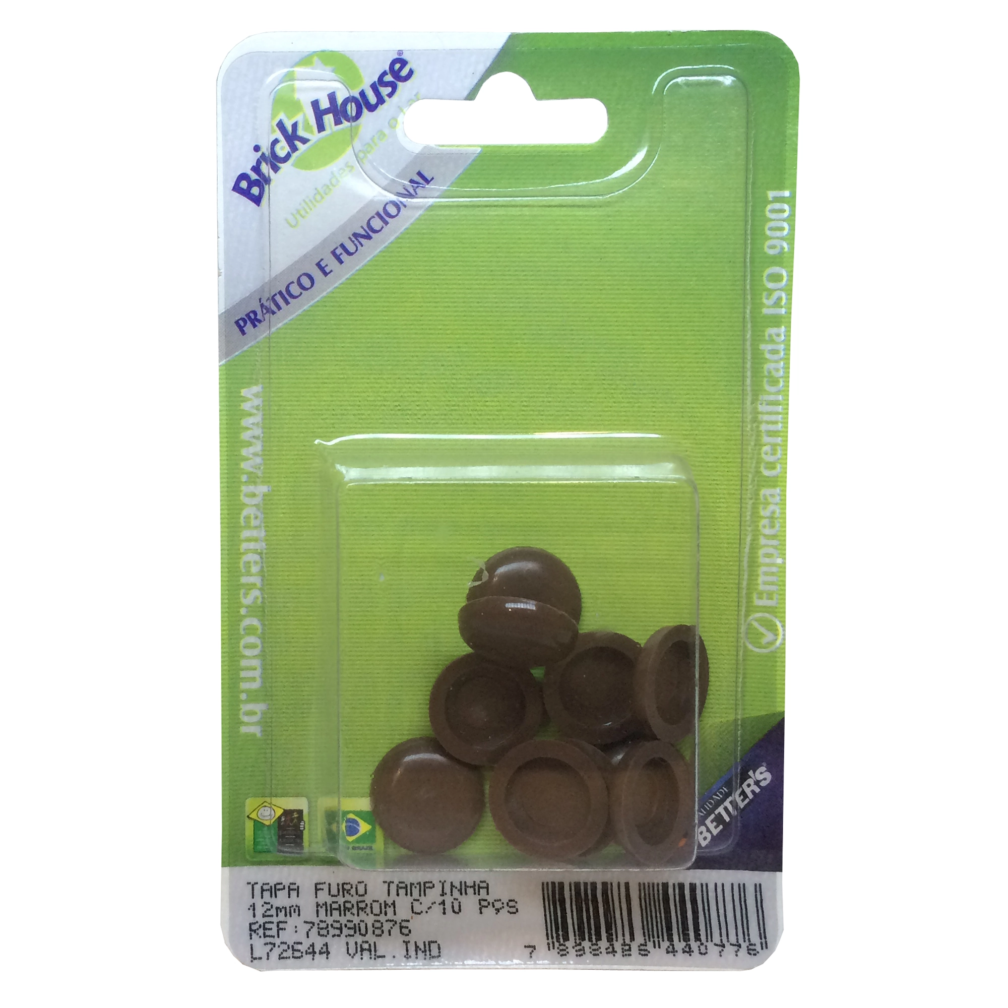 Tapa Furo 12mm Marrom Encaixe Tampinha Brick House 10 peças