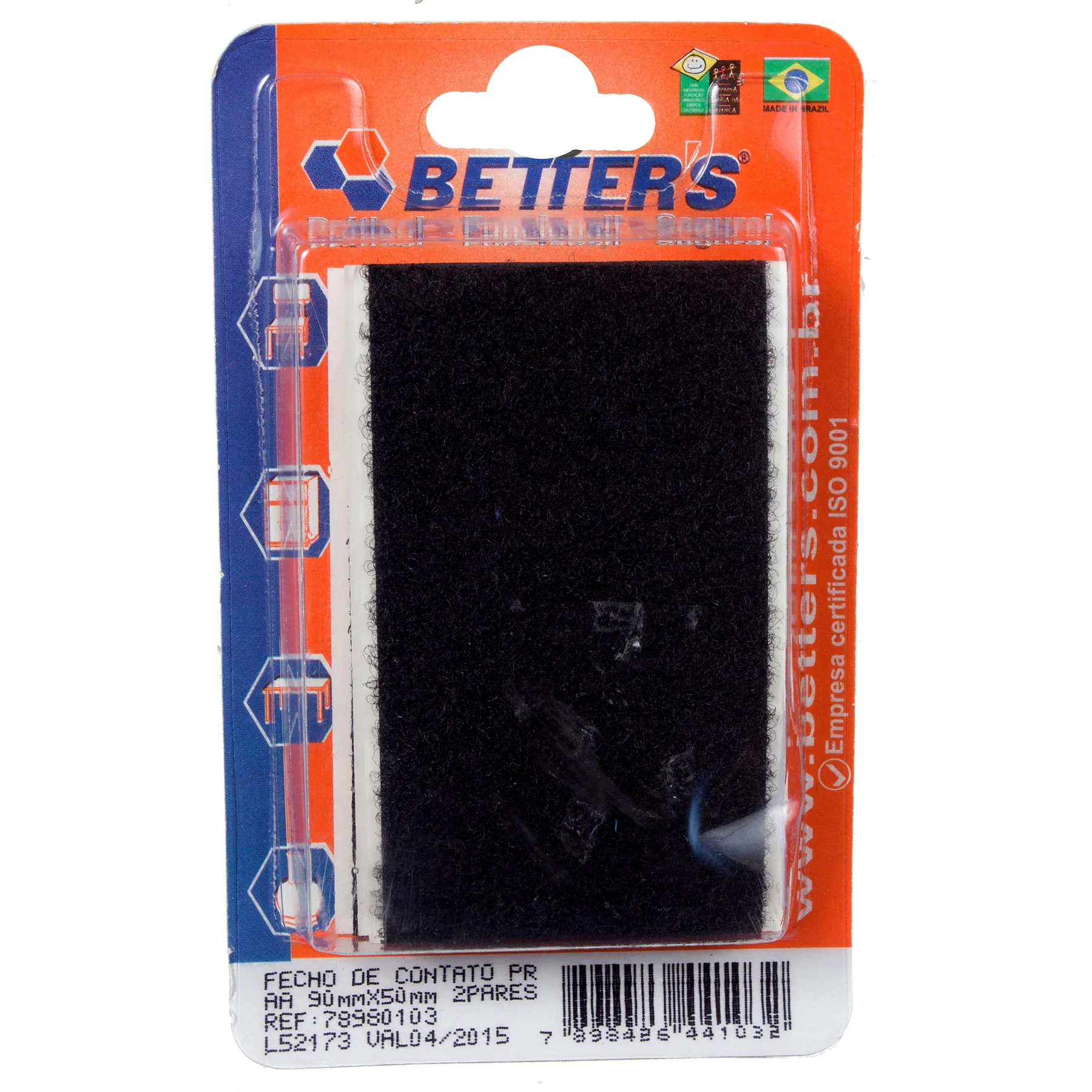 Fecho de Contato Casado Nylon Preto 90x50mm Brick House