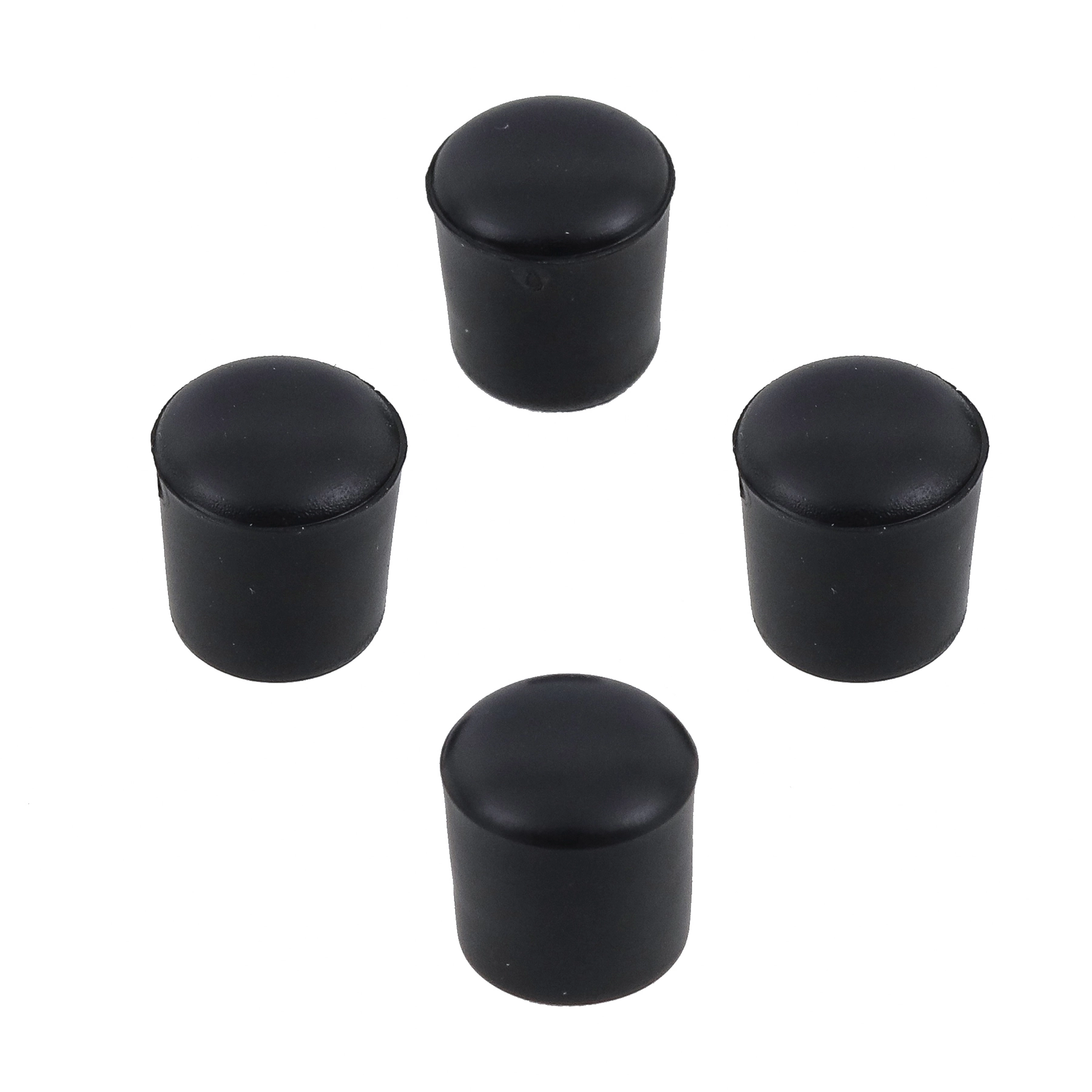 Ponteira Preto PVC Sobrepor Redondo 9,53mm 4 peças