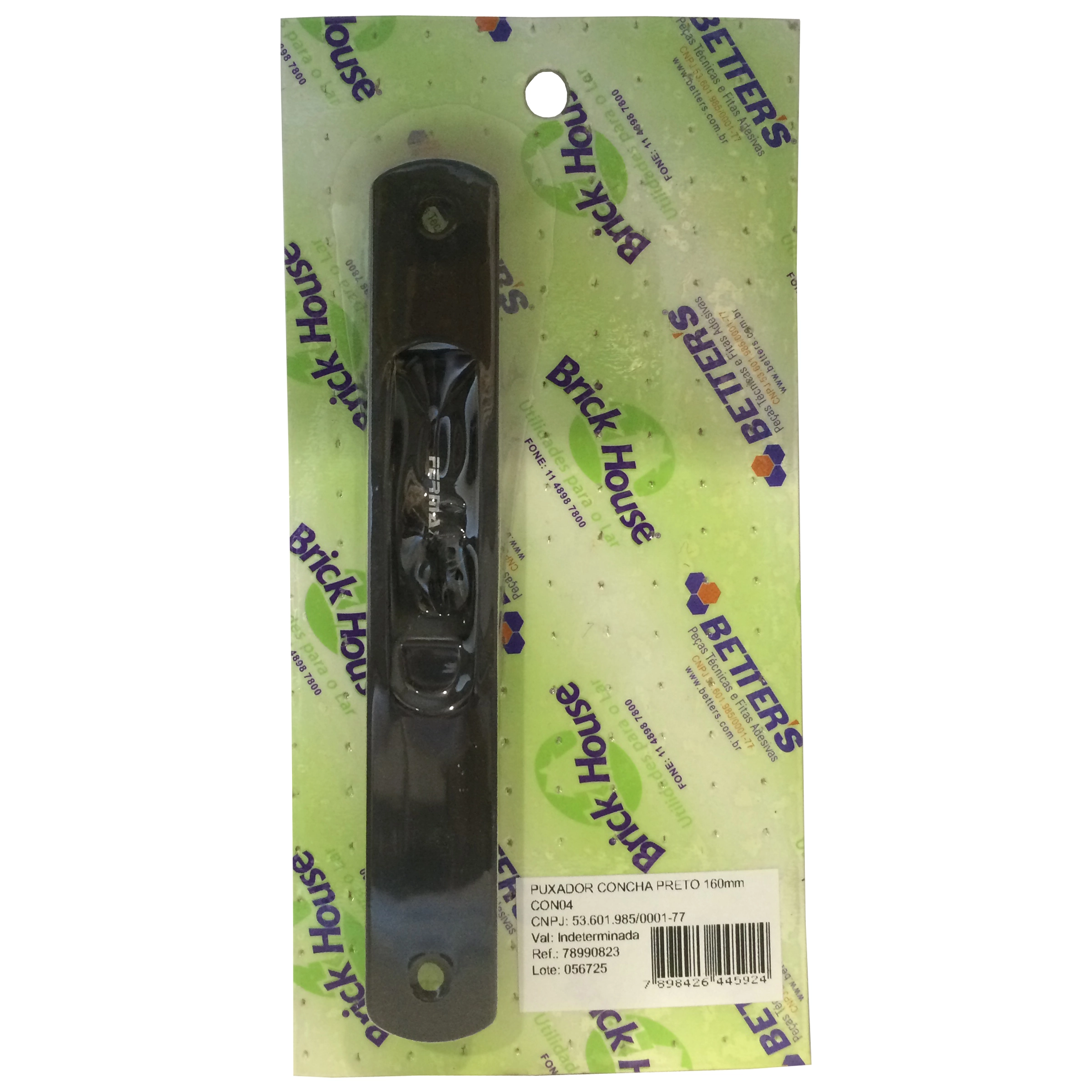 Fecho Concha 160mm Fixa Janela Correr Alumínio Lisa Anodizada Preto Better s