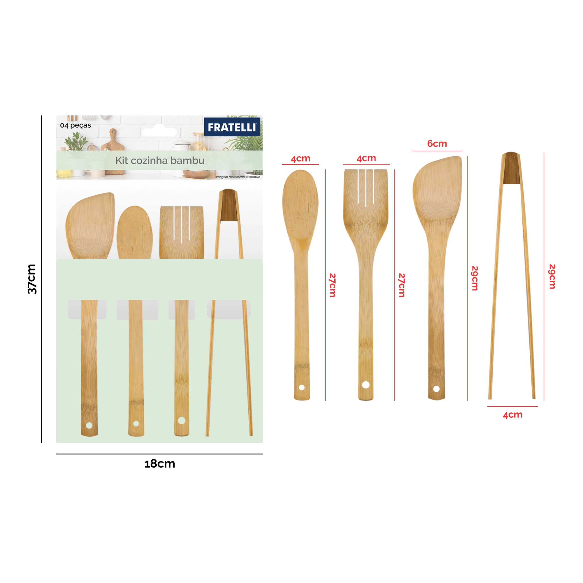 Jg Utensilio Bambu 4pcs
