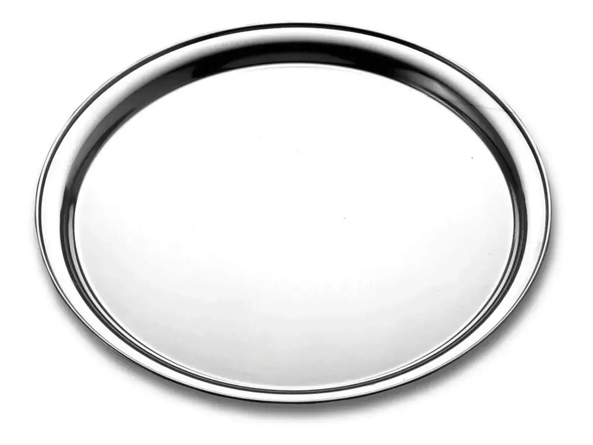 Bandeja Travessa Garçom Redonda 40 Cm Aço Inox Restaurante