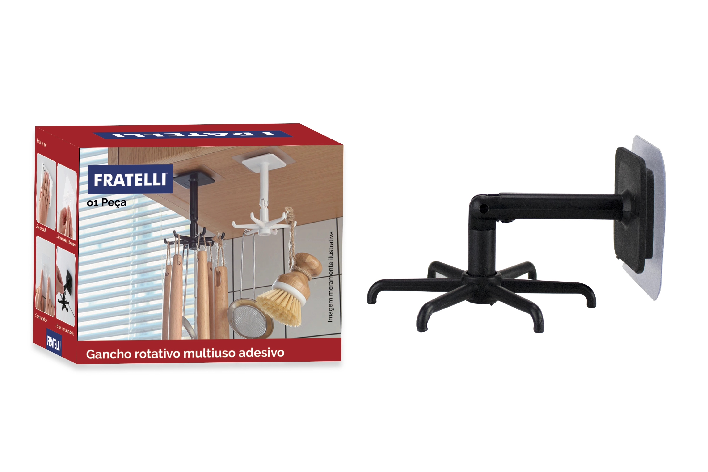 Gancho Rotativo Multiuso Adesivo 10x9cm Co6976954 Euroquadros