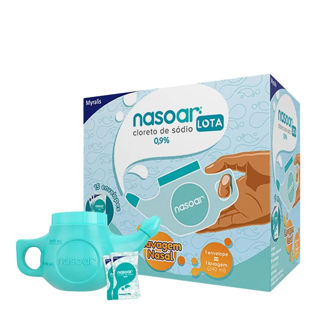 Cloreto De Sódio Granulado Nasoar Lota Caixa 15 Unidades Lavador Nasal