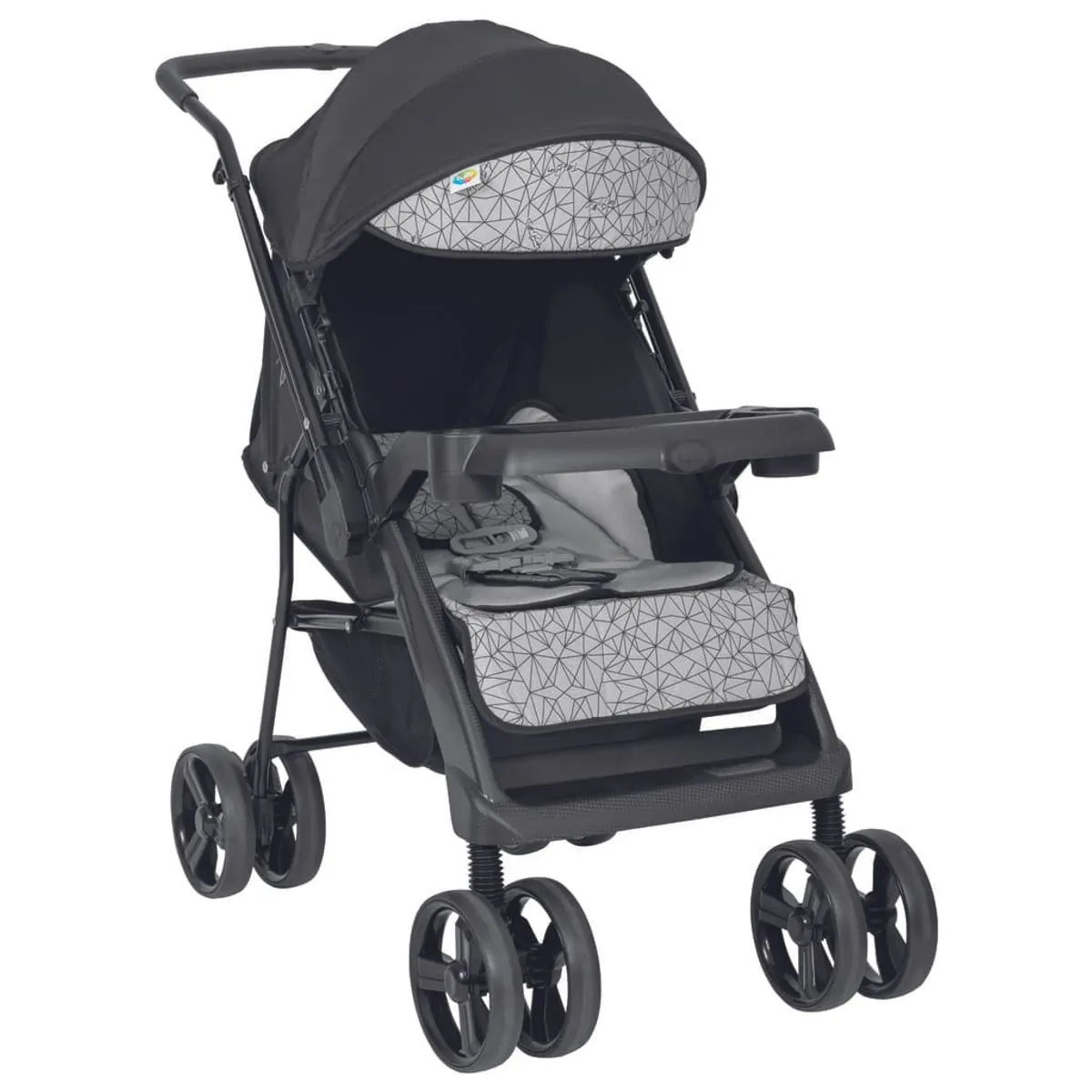 Carrinho de Bebê Joy II Tutti Baby Preto e Cinza