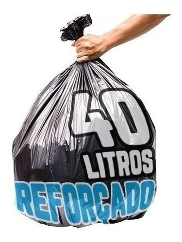 Saco De Lixo 40 Litros 100un Preto Reforçado