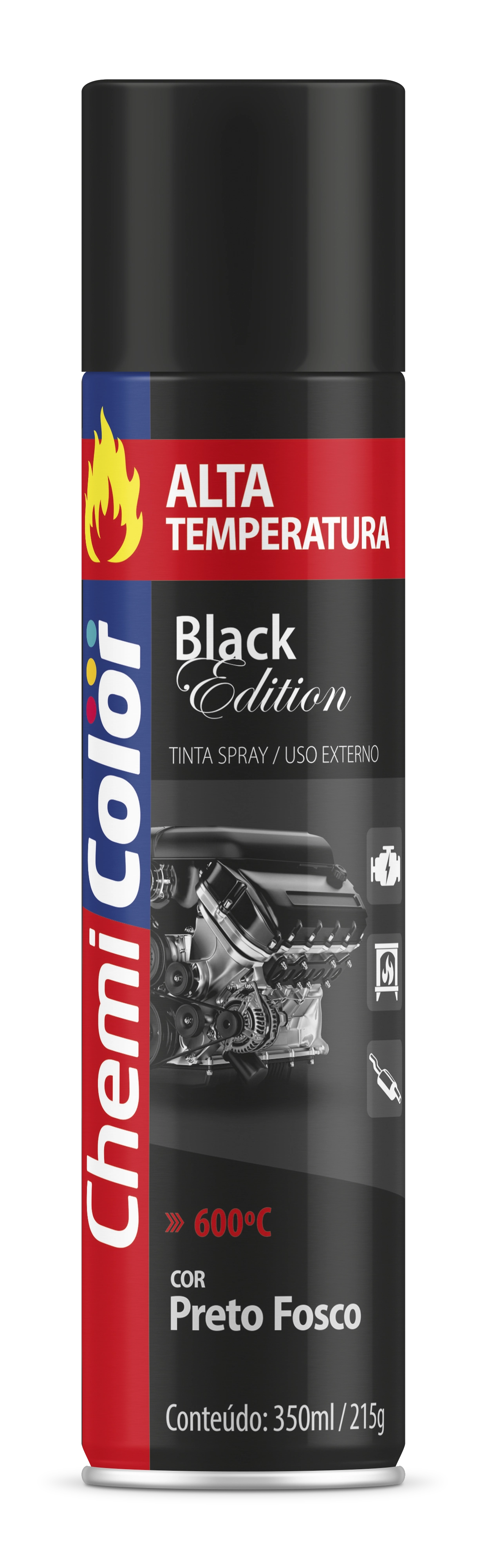 Spray Chemicolor Preto Alta Temp.350ml