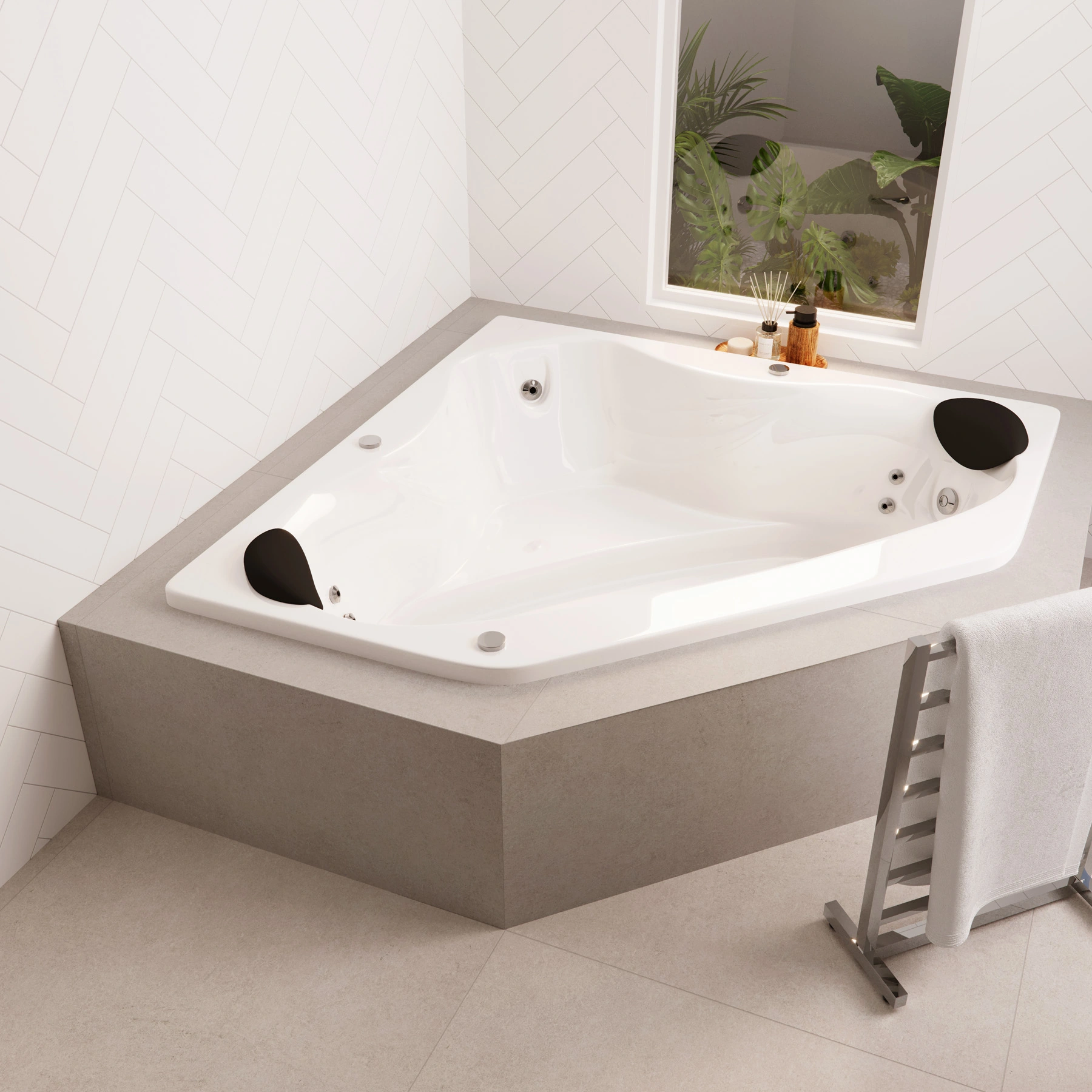 Banheira de Hidromassagem 155x214x45cm Kanthocril Confort Ouro Fino