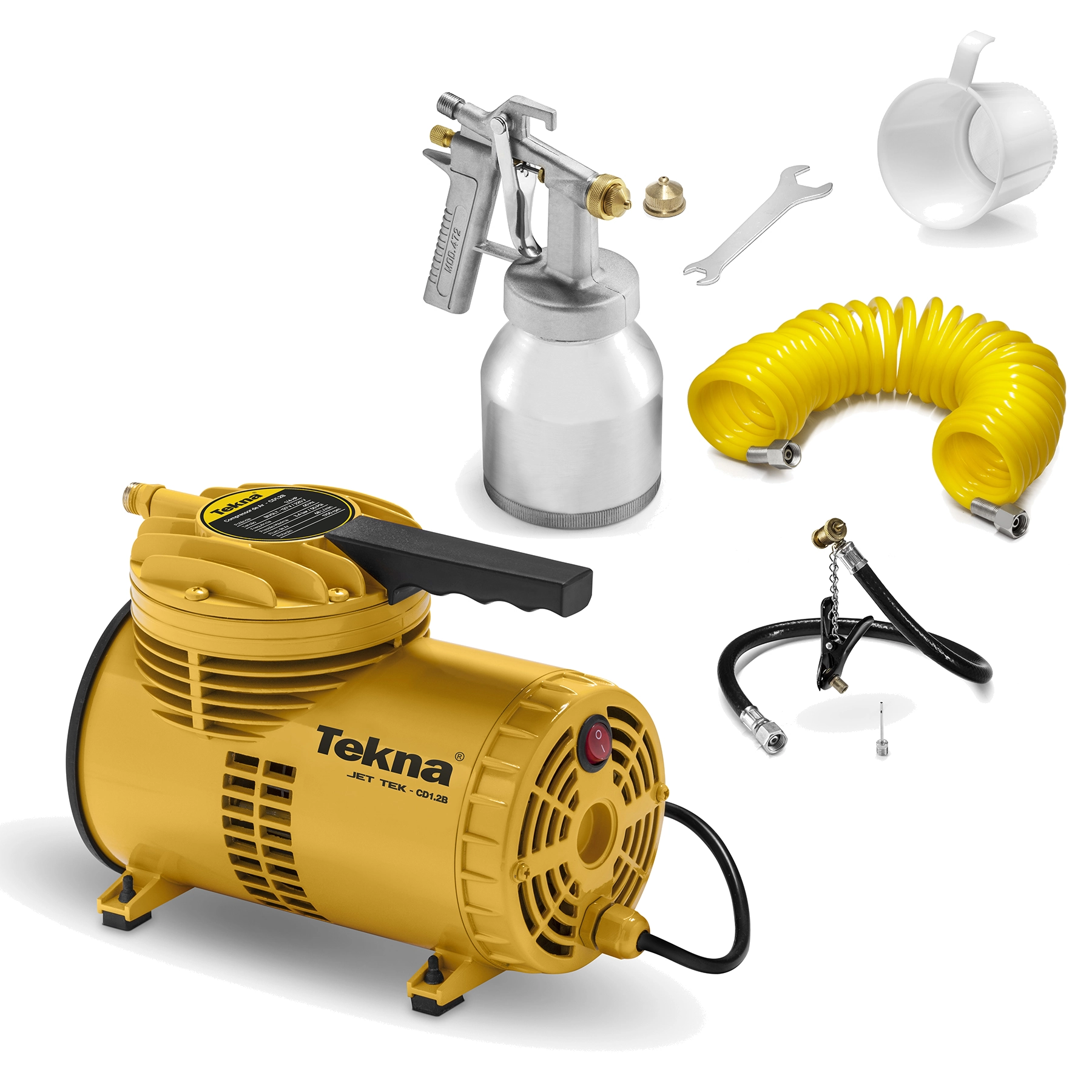 Compressor de Ar Direto CD1251BK 1.2PCM 50PSI Bivolt com Kit Tekna