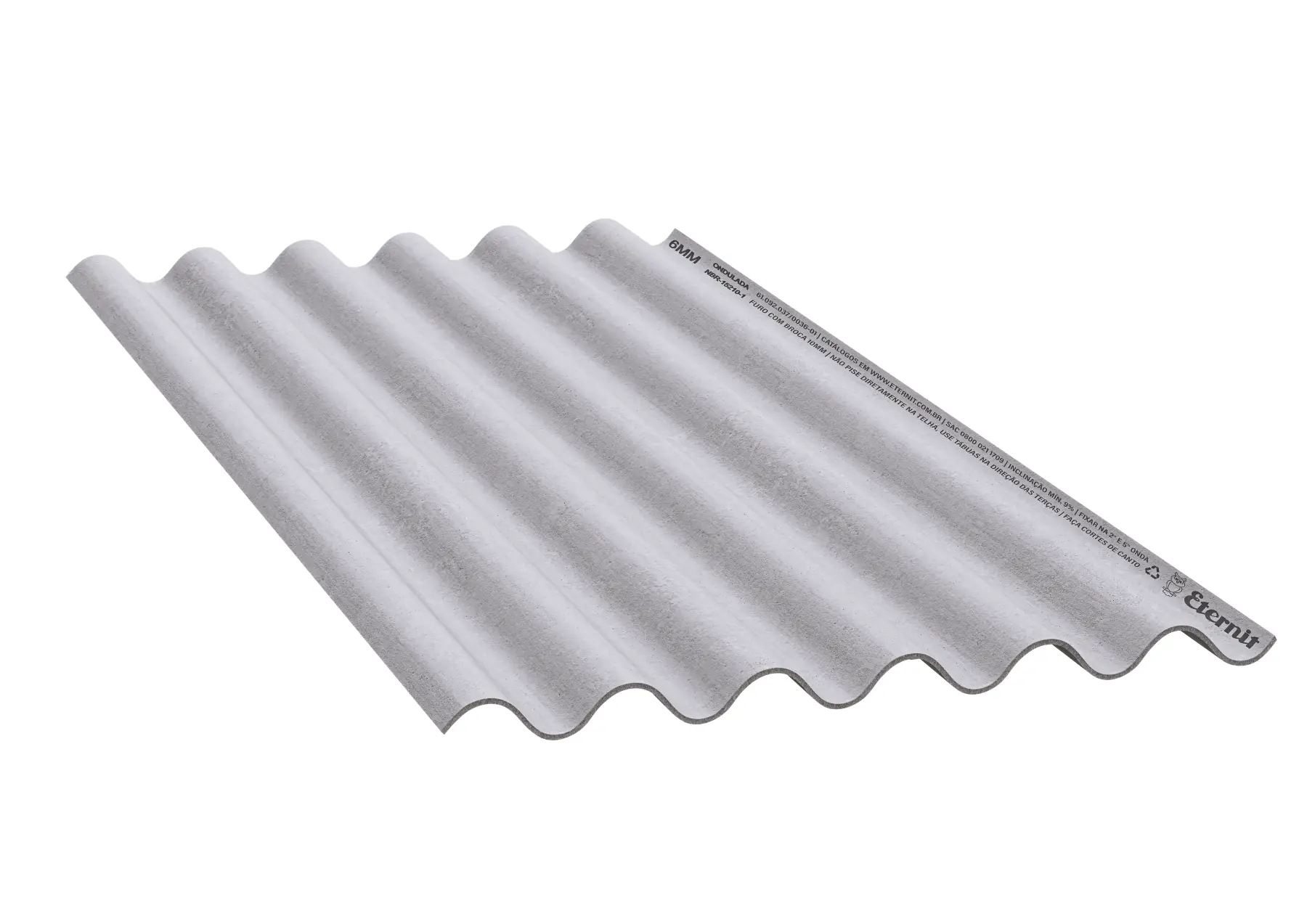 Telha de Fibrocimento Ondulada 366x110cm 6mm Cinza Eternit