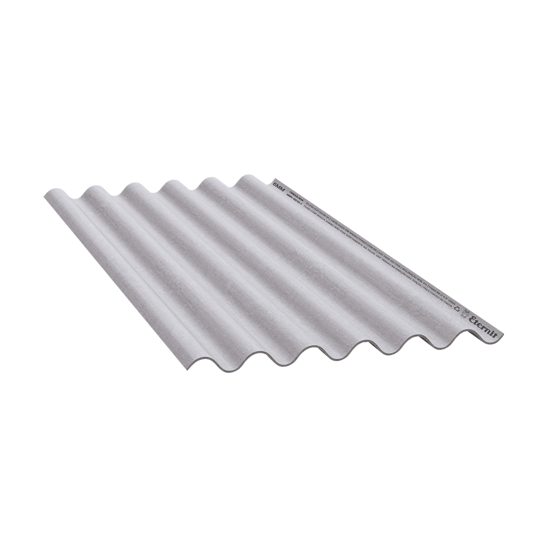 Telha de Fibrocimento Ondulada 244x110cm 8mm Cinza Eternit