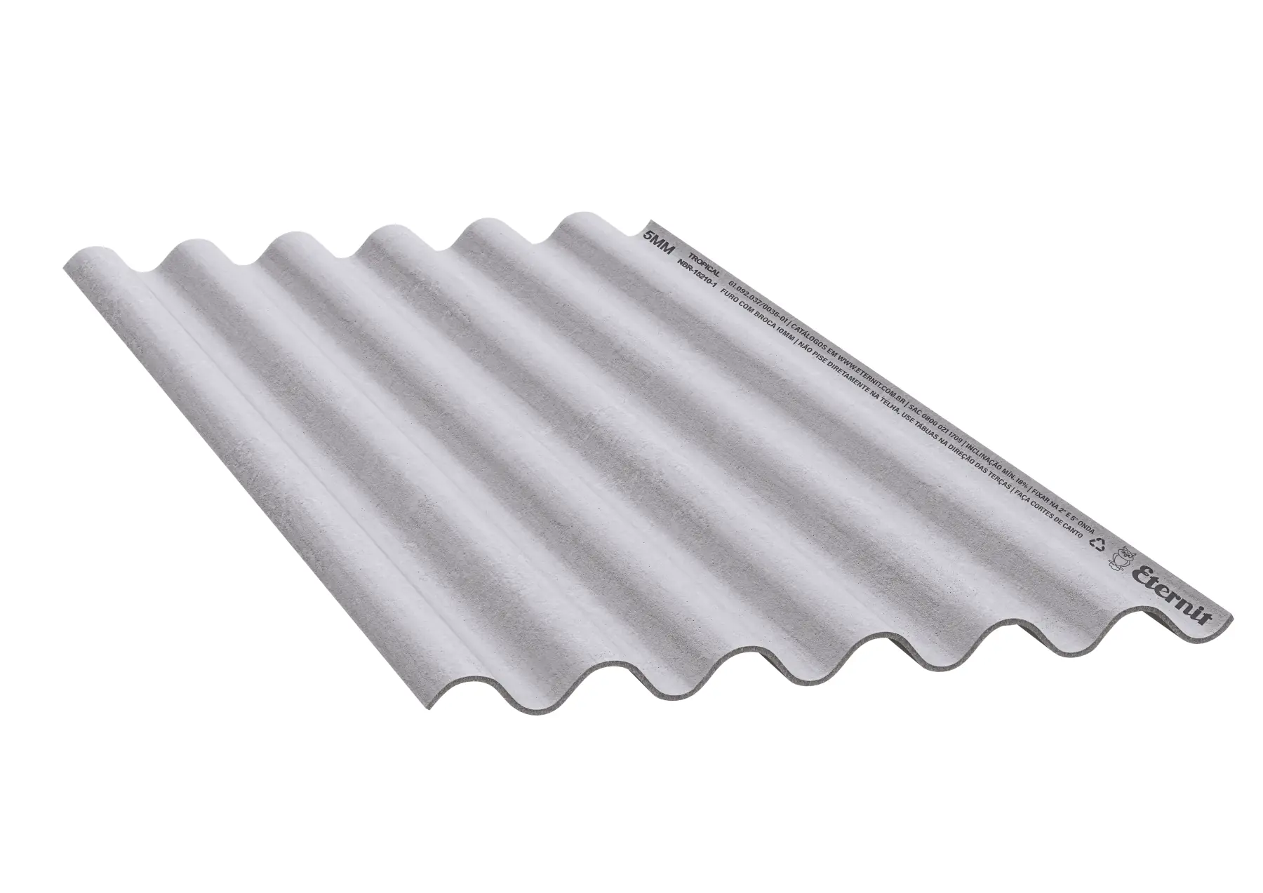 Telha Fibrocimento 1.83x1.10m 5mm 20,3kg Eternit