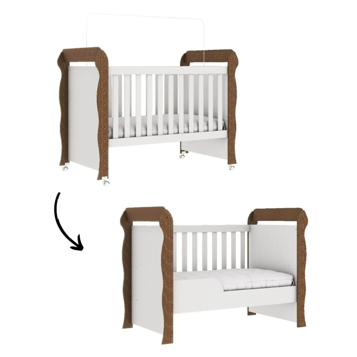 Berço Americano e Cama Bebê Mirelle Branco/MD Carolina Baby