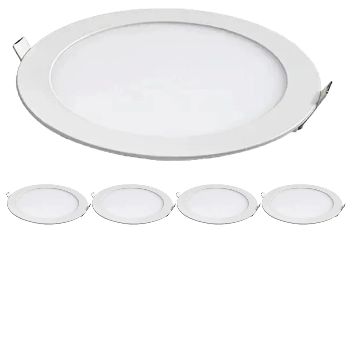 Kit 5 Painel Led Foxlux Redondo Embutir 12w 3000k Biv Branco
