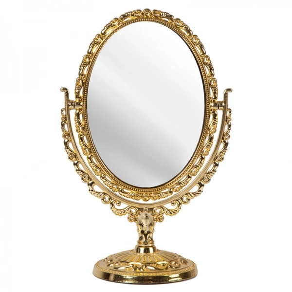 Espelho Mesa Urban Plastico 16cm Oval Dourado