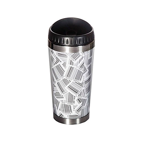 Copo Termico Plastico Com Tampa Bardode Branco/preto Cod 23747 Urban