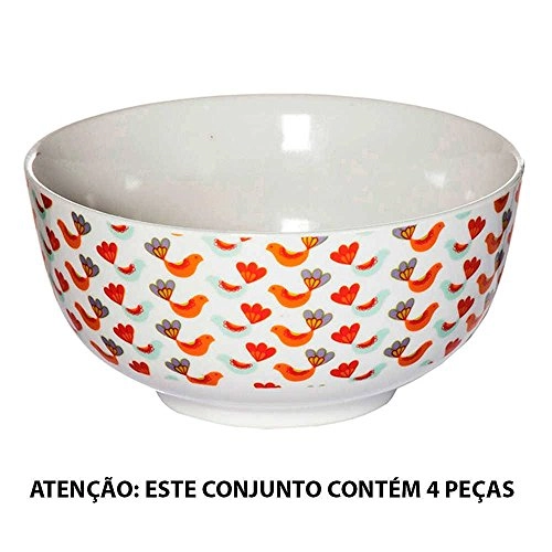 Set Porcelana Urban 4 Tijelas Birds Colorido