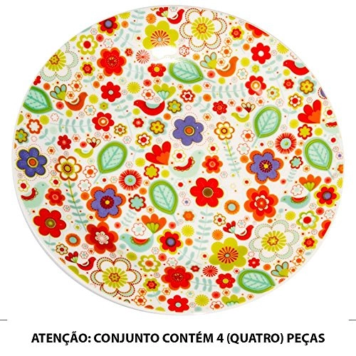 Set Porcelana Urban 4 Pratos Sobremesa Birds
