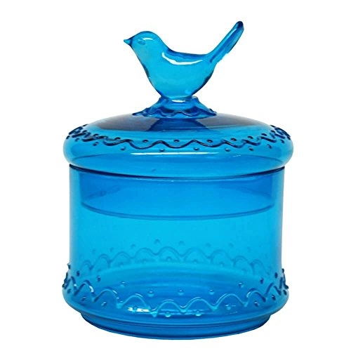 Pode Decorativo Vidro Passaro Azul