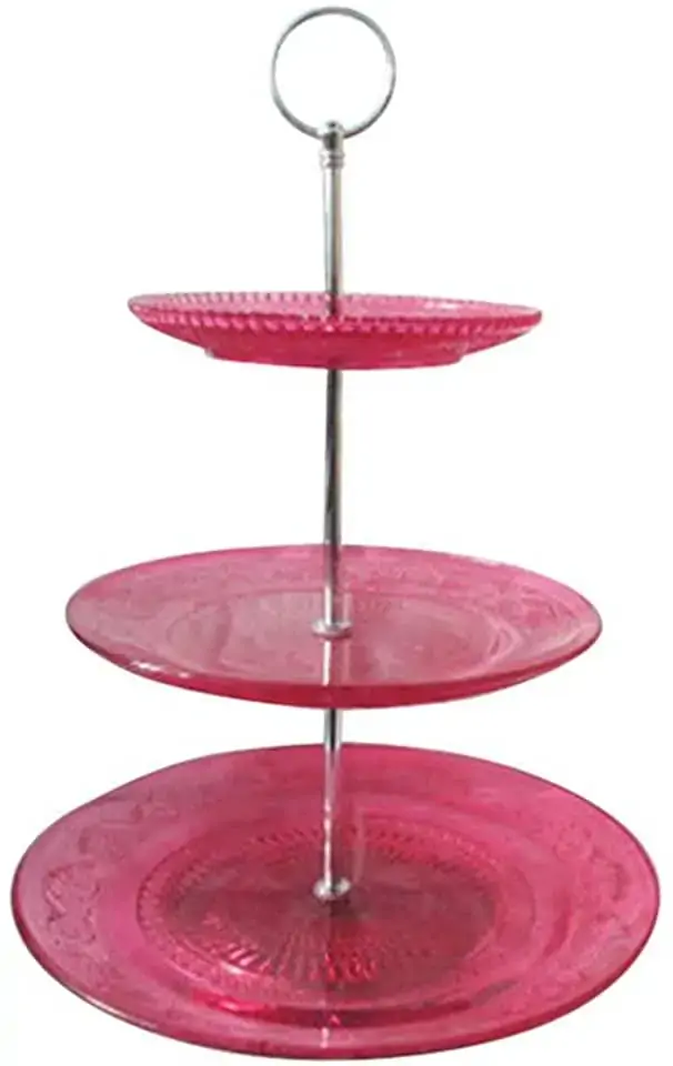 Prato P/doces Urban 3 Level Vidro Pink
