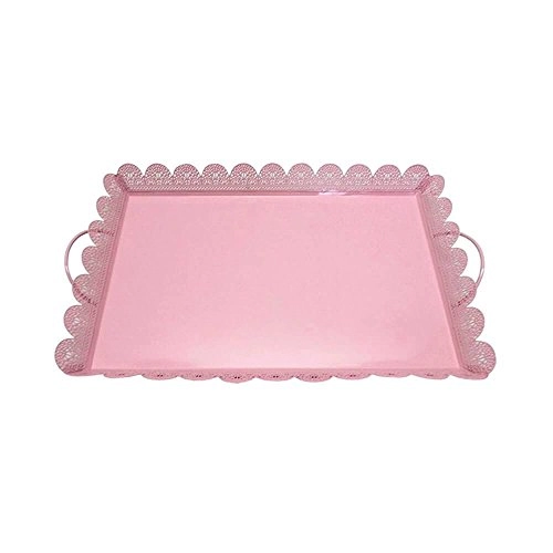 Bandeja Ferro Quadrada 43x25cm Fancy Rosa