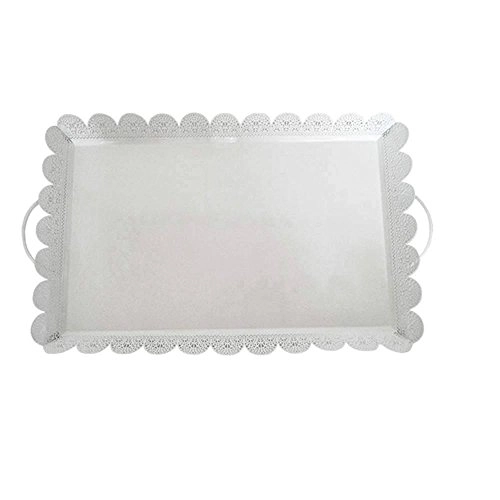 Bandeja Ferro Quadrada 49x29cm Fancy Branco
