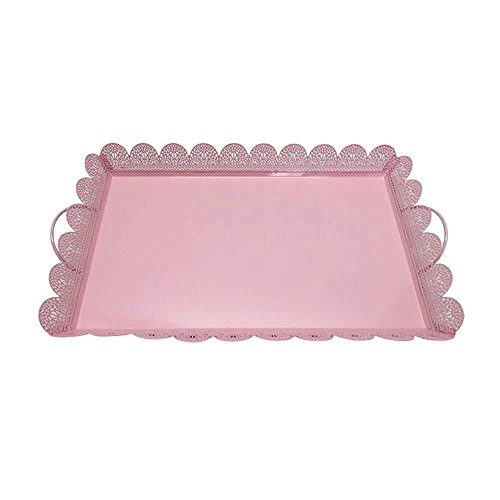 Bandeja Ferro Quadrada 49x29cm Fancy Rosa