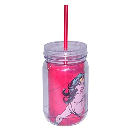 Copo Jarra Acrilico Dc Comics Wonder Woman Vermelh