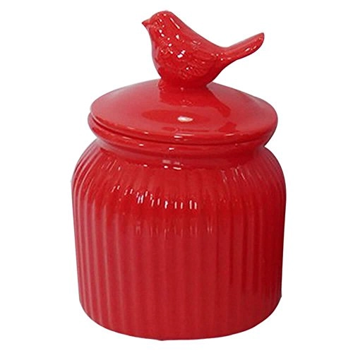 Pode Decorativo Ceramica Passaro Vermelho Gd